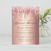 Chic Rose Gold Driving Glitzer Brautparty Einladung (Stehend Vorderseite)