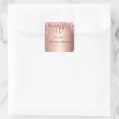 Chic Rose Gold Driving Glitzer Brautparty Quadratischer Aufkleber (Tasche)