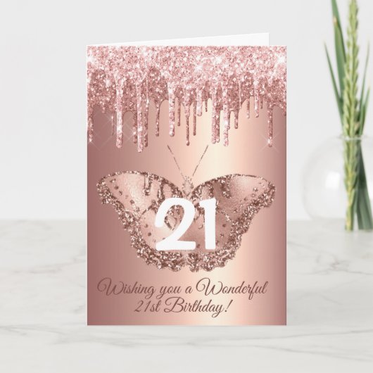 Chic Rose Gold Driving Glitzer Geburtstag Karte (Vorderseite)