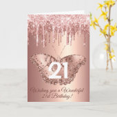 Chic Rose Gold Driving Glitzer Geburtstag Karte (Gelbe Blume)