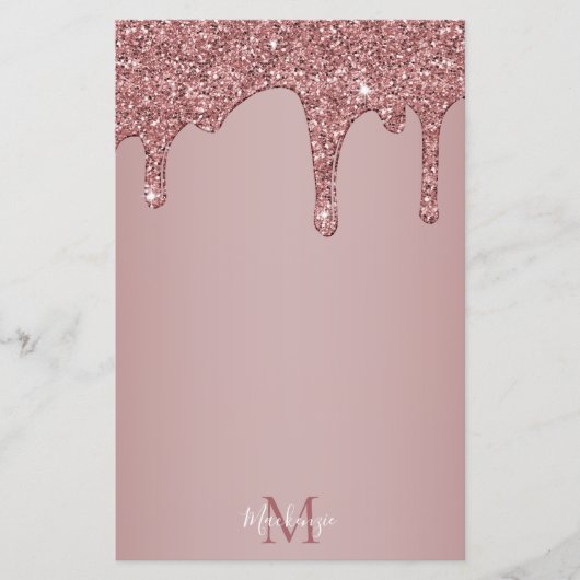 Chic Rose Gold Driving Glitzer Glam Monogram (Vorderseite)