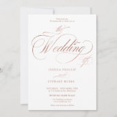 Chic Rose Gold elegante Foto Kalligraphie Hochzeit Einladung (Vorderseite)