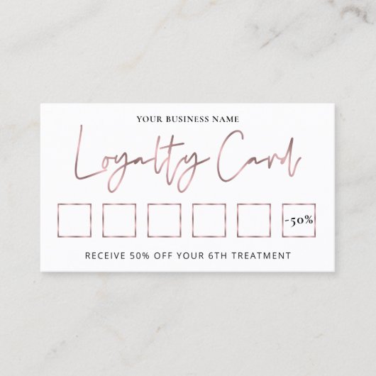 Chic Rose Gold Elegante Schönheitssalon oder Welln Treuekarte (Vorderseite)