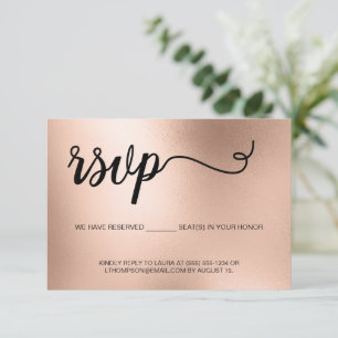Chic Rose Gold Elegante Typografie Glitzer RSVP Karte