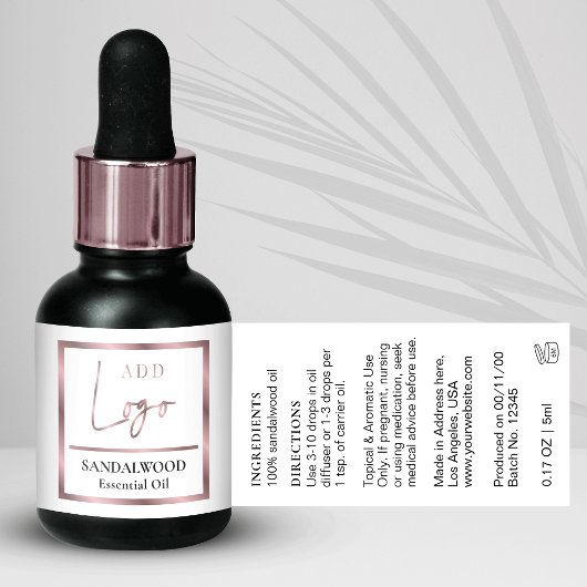 Chic Rose Gold Essential Oil Small Dropper Bottle