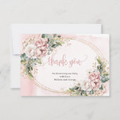 Chic Rose Gold Floral Greenery Thank You Card Dankeskarte (Vorderseite)