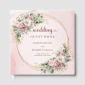 Chic Rose Gold Floral Greenery Wedding Guest Book Gästebuch (Vorderseite)