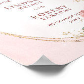 Chic Rose Gold Floral Greenery Wedding Welcome  Poster (Ecke)