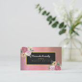 Chic Rose Gold Floral Makeup Künstlertrappe Stylis Visitenkarte (Stehend Vorderseite)