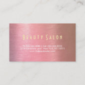 Chic Rose Gold Floral Makeup Künstlertrappe Stylis Visitenkarte (Rückseite)