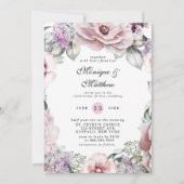 Chic Rose Gold Floral und Eukalyptus Wedding Invit Einladung (Vorderseite)