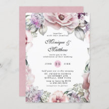 Chic Rose Gold Floral und Eukalyptus Wedding Invit