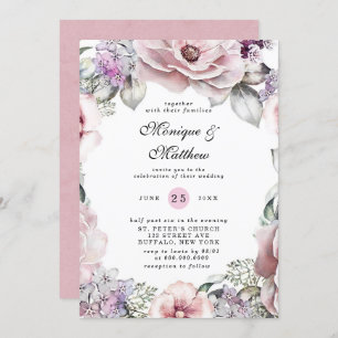 Chic Rose Gold Floral und Eukalyptus Wedding Invit Einladung