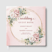 Chic Rose Gold Flowers and Greenery Wedding Guest Gästebuch (Vorderseite)
