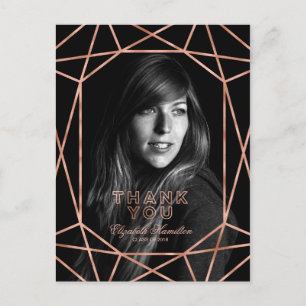 Chic Rose Gold Foil Abschluss Danke Foto Postkarte