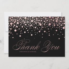 Chic Rose Gold Foil Confetti Tropfen Schwarze Hoch Dankeskarte