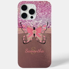 Chic Rose Gold Foil Glittery Girenname Monogram Case-Mate iPhone Hülle