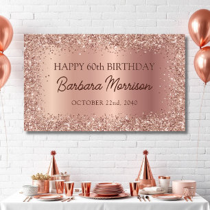 Chic Rose Gold Foil Glitzer 60. Geburtstagsschrift Banner