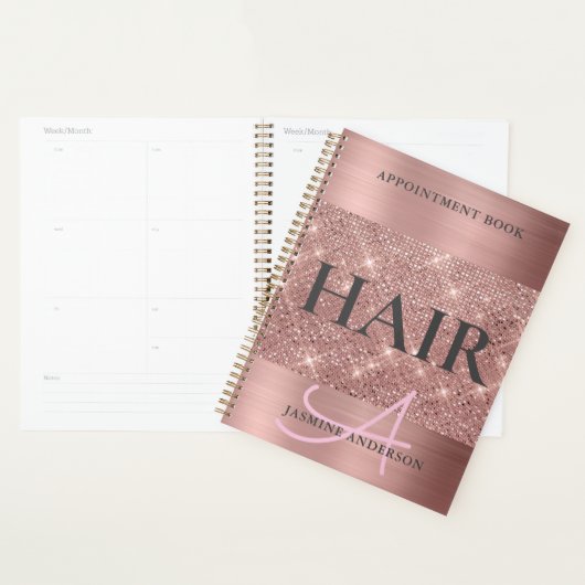 Chic Rose Gold Foil Haare Termin Buch Planer (Anzeige)