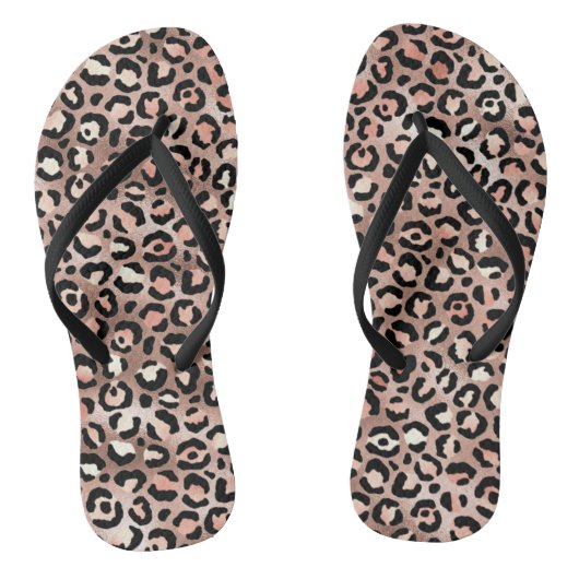 Chic Rose Gold Foil Leopard Print Badesandalen (Fußbett)