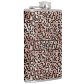 Chic Rose Gold Foil Leopard Print Personalisiert Flachmann (Rechts)