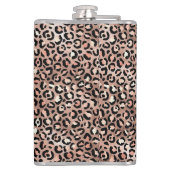Chic Rose Gold Foil Leopard Print Personalisiert Flachmann (Rückseite)
