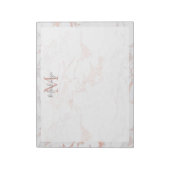 Chic Rose Gold Foil Marmor Monogramm Notizblock (Rotiert)