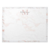 Chic Rose Gold Foil Marmor Monogramm Notizblock (Vorderseite)