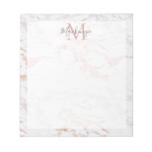 Chic Rose Gold Foil Marmor Monogramm Notizblock (Vorderseite)