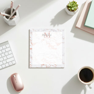 Chic Rose Gold Foil Marmor Monogramm Notizblock