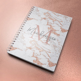 Chic Rose Gold Foil Marmor Monogramm Notizblock