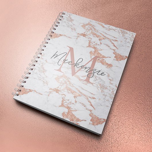 Chic Rose Gold Foil Marmor Monogramm Notizblock