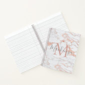Chic Rose Gold Foil Marmor Monogramm Notizblock (Innenseite)