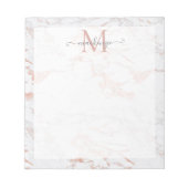 Chic Rose Gold Foil Marmor Monogramm Notizblock (Vorderseite)
