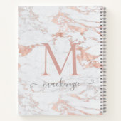 Chic Rose Gold Foil Marmor Monogramm Notizblock (Rückseite)