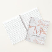 Chic Rose Gold Foil Marmor Monogramm Notizblock (Innenseite)