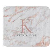 Chic Rose Gold Foil Marmor Monogramm Schneidebrett (Vorderseite)