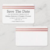 Chic Rose Gold Foil Streifen Save the Date Karte (Vorne/Hinten)