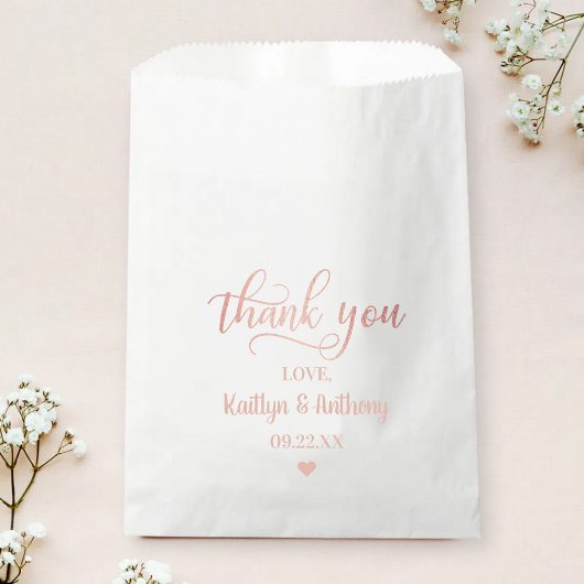 Chic Rose Gold Foil Wedding Vielen Dank Geschenktütchen