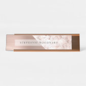 Chic Rose Gold gebürstetes Metall Rosa Marmor Schreibtischnamensplakette (Vorderseite )