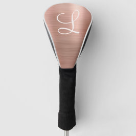 Chic Rose Gold gebürstetes Metallrosa Monogramm Golf Headcover