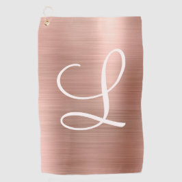 Chic Rose Gold gebürstetes Metallrosa Monogramm Golfhandtuch