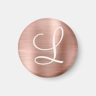 Chic Rose Gold gebürstetes Metallrosa Monogramm Magnet