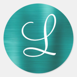 Chic Rose Gold gebürstetes Metallrosa Monogramm Runder Aufkleber