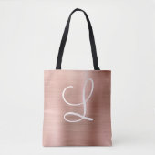 Chic Rose Gold gebürstetes Metallrosa Monogramm Tasche (Vorderseite)
