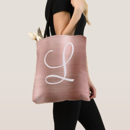 Chic Rose Gold gebürstetes Metallrosa Monogramm Tasche