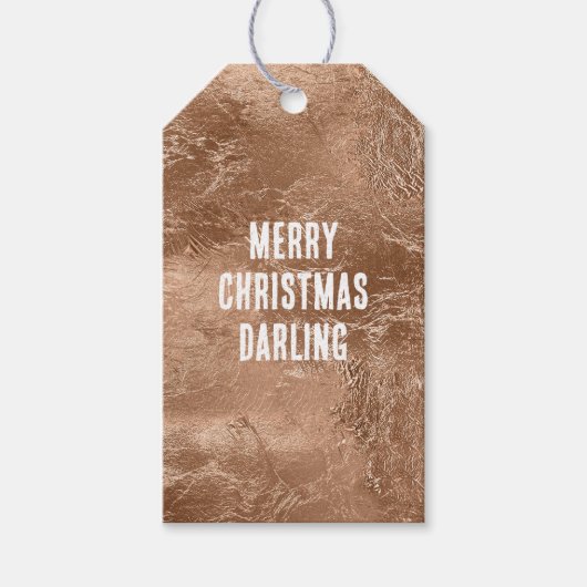 Chic Rose Gold Glam Glitzy Glitzer Geschenkanhänger (Vorderseite)