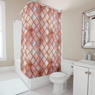 Chic Rose Gold Glam Tiles Duschvorhang
