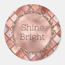 Chic Rose Gold Glam Tiles Magnet