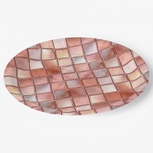 Chic Rose Gold Glam Tiles Pappteller (Schrägansicht)